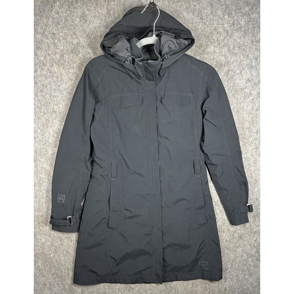 REI Elements La Selva Womens S Black Waterproof Hooded Rain Trench Coat